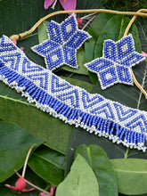 Bold Blue & White Bead Neckpiece with earrings