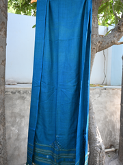 Silk wool woven stole blue colour