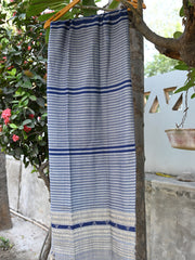 Kala cotton+ tussar blue & grey strip woven stole