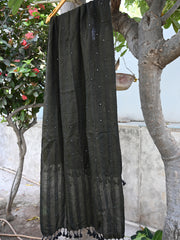 Silk wool woven stole with all over mirror