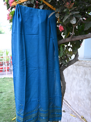 Silk wool woven stole blue colour