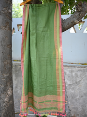 Kala Cotton extra weft woven stole green colour dupatta