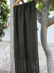 Silk wool woven stole with all over mirror