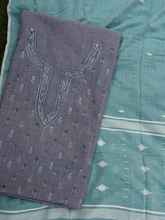 Kashmiri hand embroidery on pure woven cotton fabric