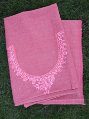 Pink colour khadi fabric with kashmiri hand embroidery