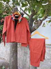 Chex kala cotton blazer coord set