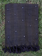 Silk wool woven stole with all over mirror