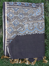Ajrakh cotton dupatta black