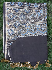 Ajrakh cotton dupatta black