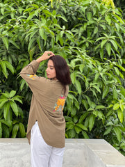 Kala cotton shrug with kashmiri hand embroidery