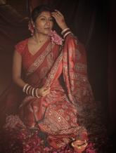 Red Modal Silk Saree With Pal And Dapka Work