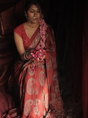 Red Modal Silk Saree With Pal And Dapka Work