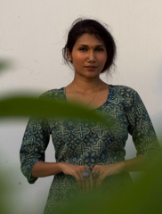 Ajrakh Angarkha Kurtis with Mirror Work