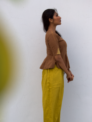 Tangaliya Brown Top Yellow (kala cotton)Pant