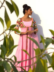 Organic cotton Pink/powder blue Dress Only