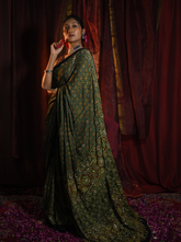 Green Modal Silk Saree With Pal And Dapka Work