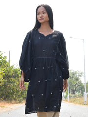 Black balloon sleeve dress