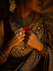 Ajrakh Silk Saree