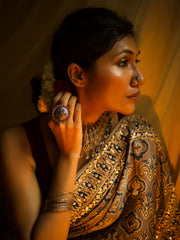 Ajrakh Silk Saree
