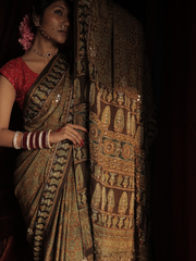 Brown Modal Silk Saree With Pal And Dapka Work