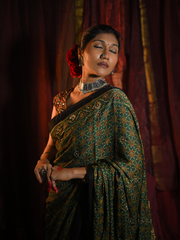 Green Modal Silk Saree With Pal And Dapka Work