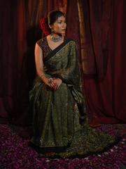 Green Modal Silk Saree With Pal And Dapka Work