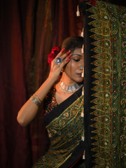 Green Modal Silk Saree With Pal And Dapka Work