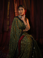 Green Modal Silk Saree With Pal And Dapka Work