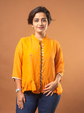 Jamdani Orange Peplum Top