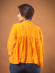 Jamdani Orange Peplum Top