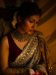 Ajrakh Silk Saree