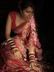 Red Modal Silk Saree With Pal And Dapka Work
