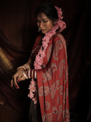 Red Modal Silk Saree With Pal And Dapka Work