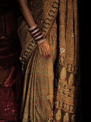 Brown Modal Silk Saree With Pal And Dapka Work