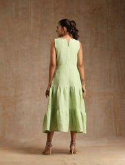 Pistachio green linen dress