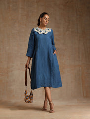 The blue linen dress