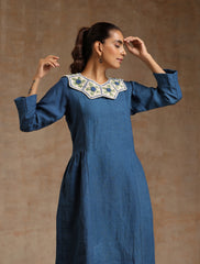 The blue linen dress