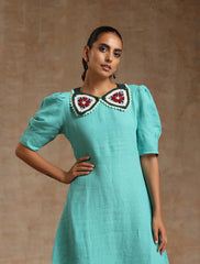 Turquoise Blue Linen dress
