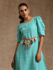 Turquoise Blue Linen dress