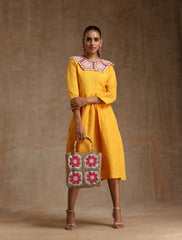 Yellow linen dress