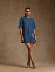 Blue linen top