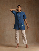Blue linen top