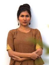 Tangaliya Brown Top Yellow (kala cotton)Pant