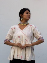 White Kediya Style Top ( Kala cotton)
