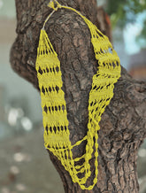 Yellow Beaded Neckpiece with Earrings