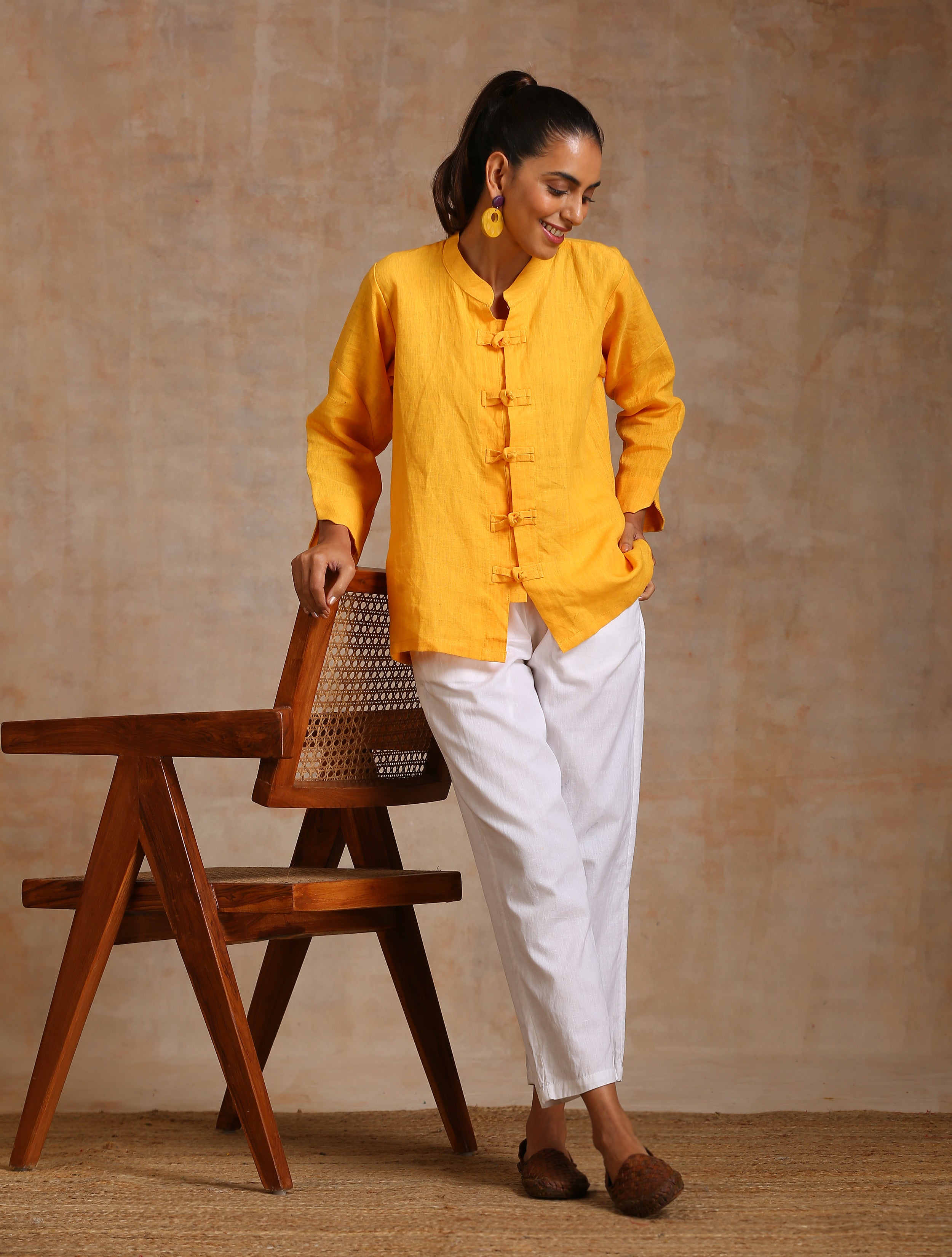 Yellow linen top