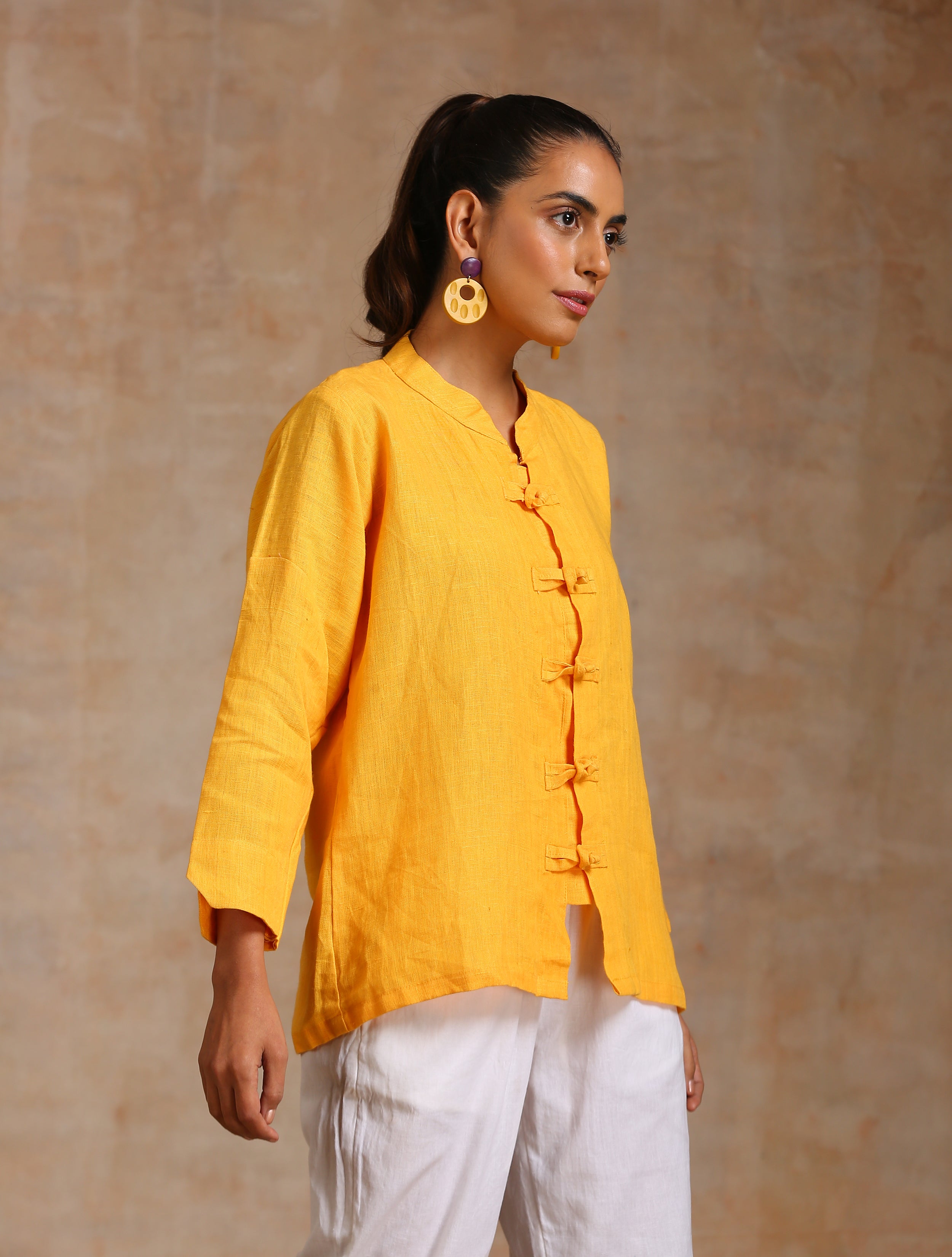 Yellow linen top