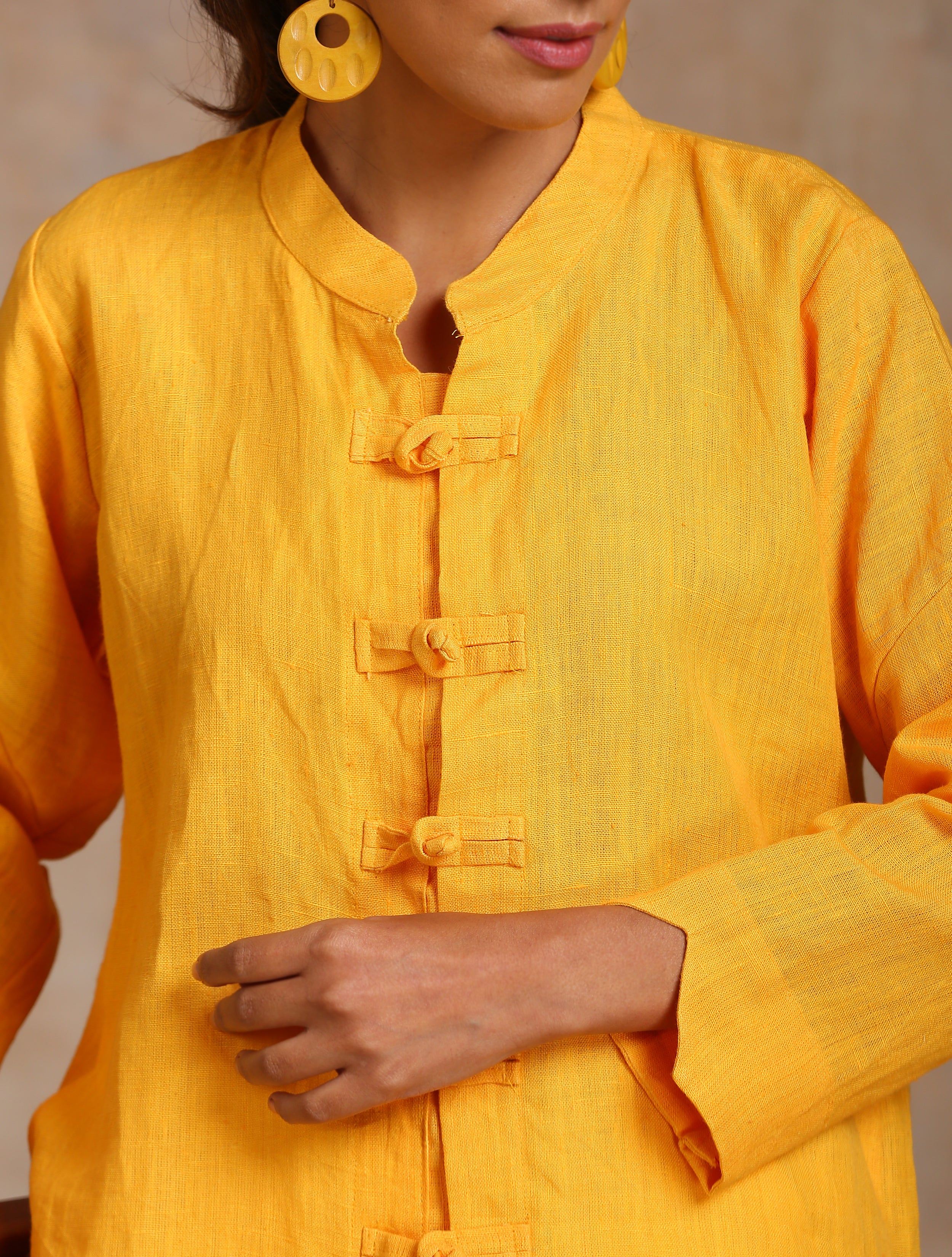 Yellow linen top