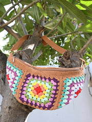 Side sling crochet bag