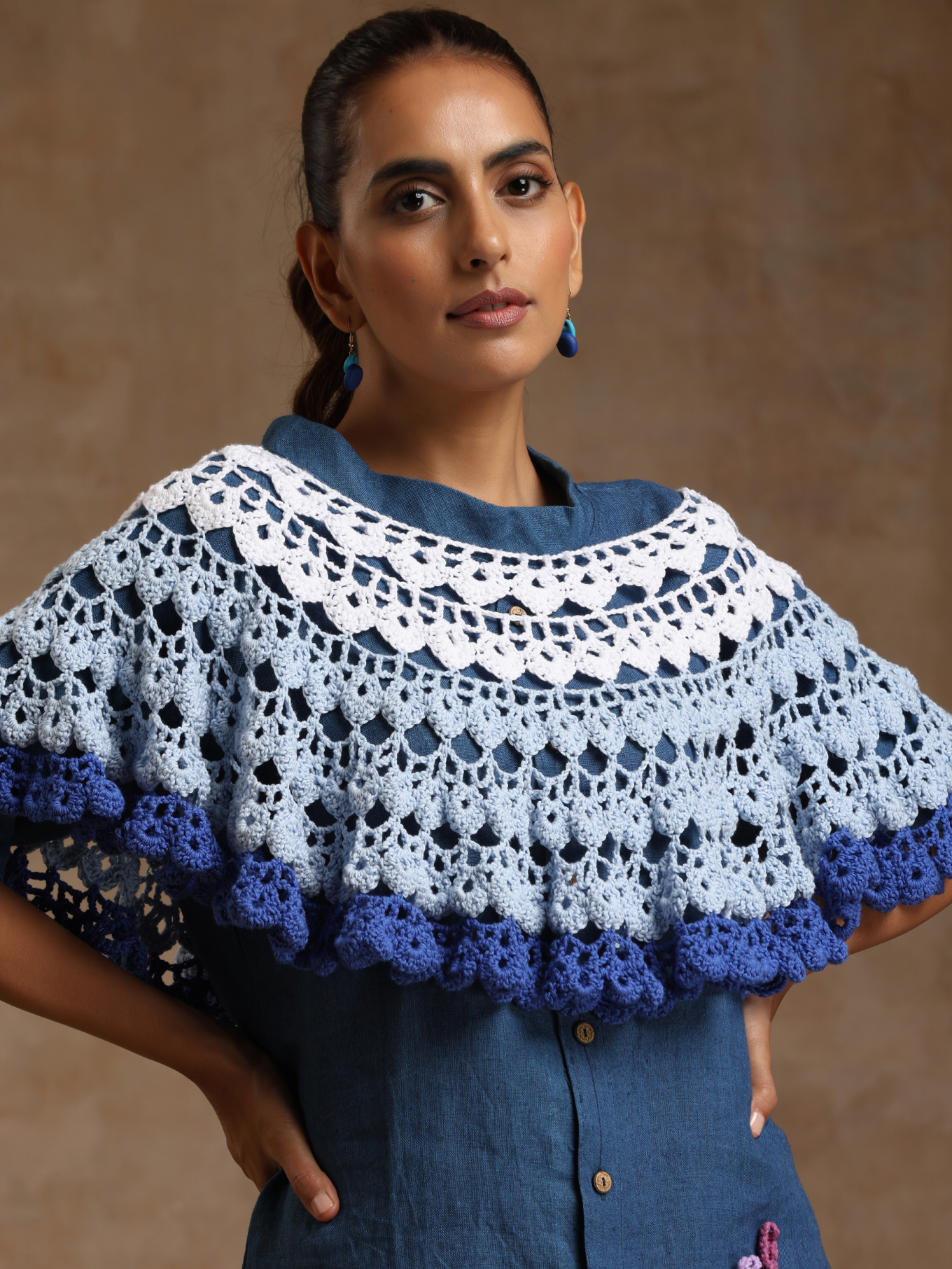 Short crochet poncho